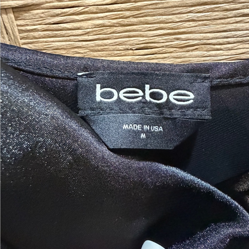 BEBE NWOT SATIN COWL NECK SLIP MIDI DRESS size M Quiet Luxury Minimalist - Picture 3 of 5